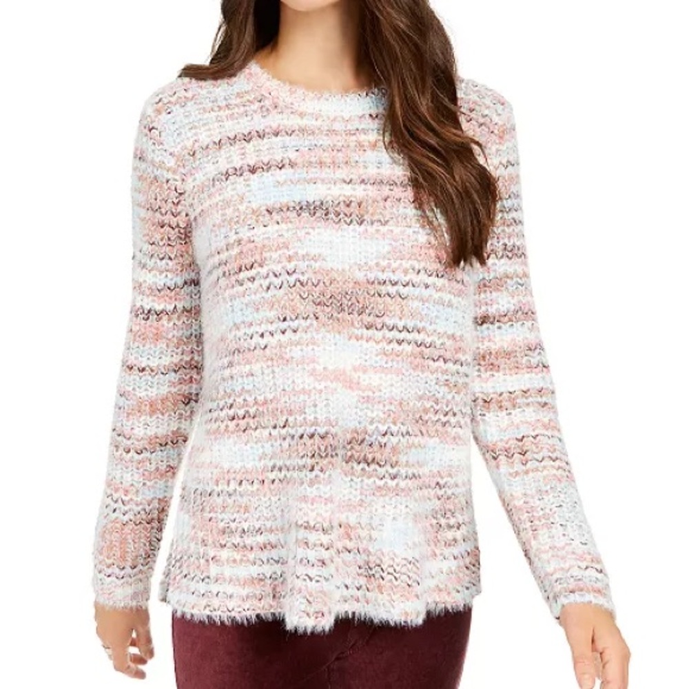 Style & Co. Women's Striped Knit Sweater - Pink, Gray, Cream